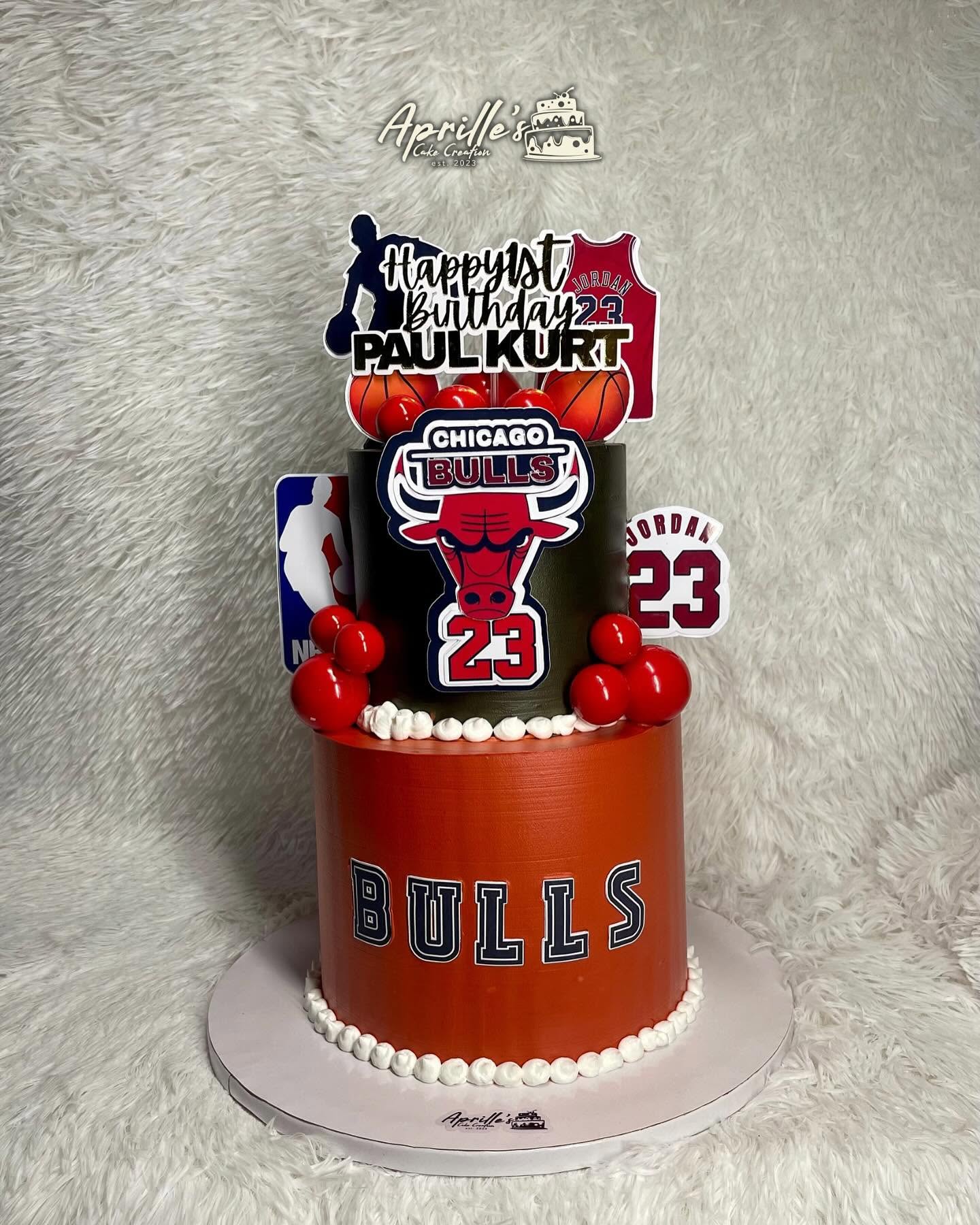 2-Layer Chicago Bulls Theme Cake